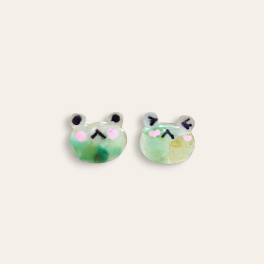 Green Agate Frog Studs