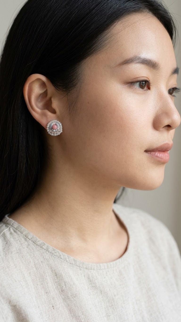 Handmade Rhodochrosite & Pink Opal Studs