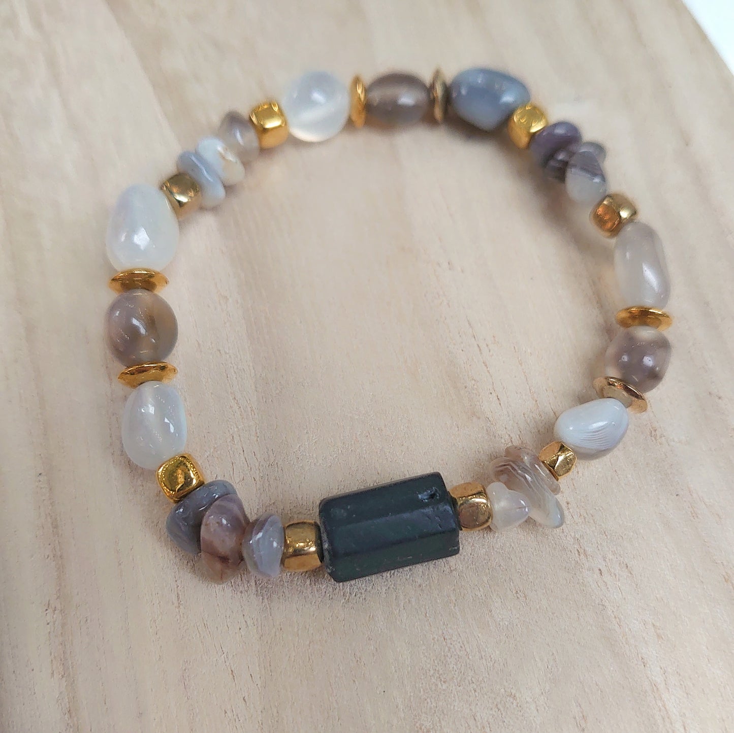 Ultimate Protection: Agate And Black Tourmaline Bracelet