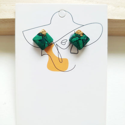 Hypo-allergenic Everyday Wear Malachite Studs