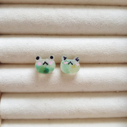Green Agate Frog Studs