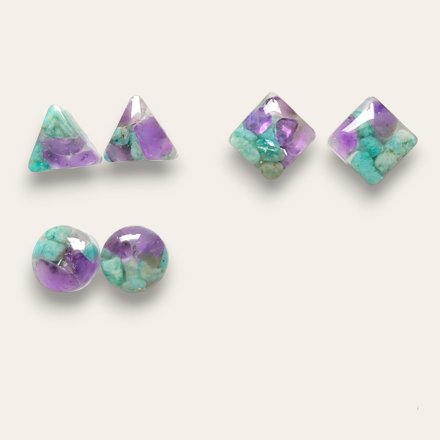 Classic Amazonite+Amethyst Studs [Made-to-Order]