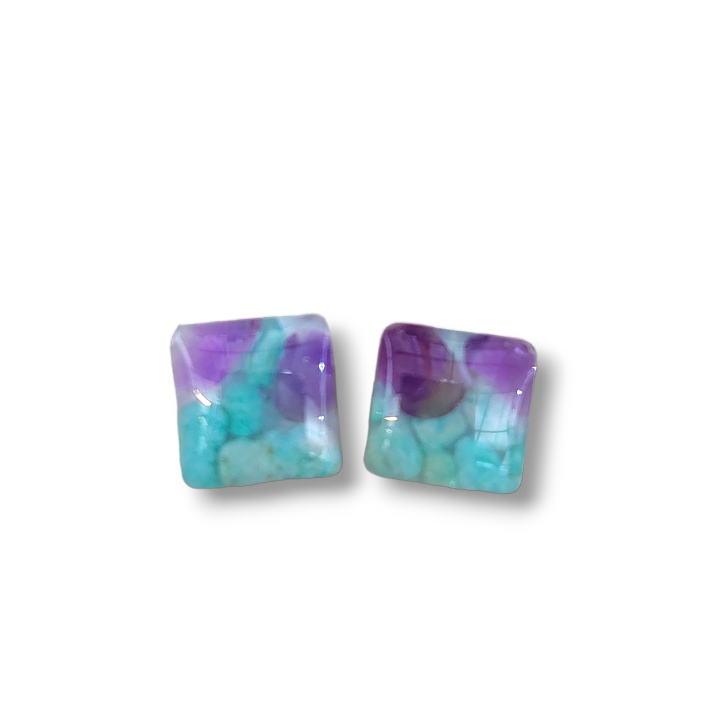 Classic Amazonite+Amethyst Studs [Made-to-Order]