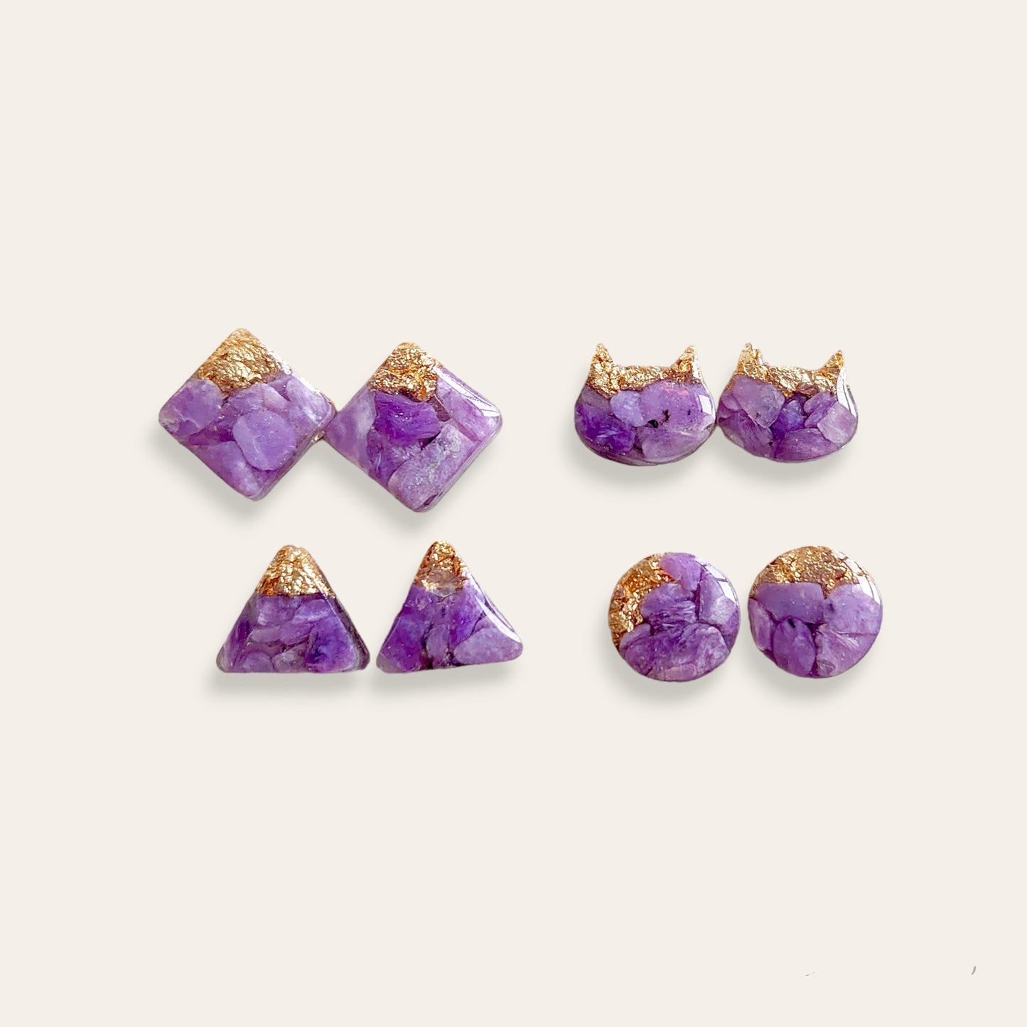 Hypo-allergenic Everyday Wear Charoite Studs