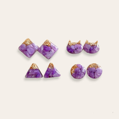 Hypo-allergenic Everyday Wear Charoite Studs