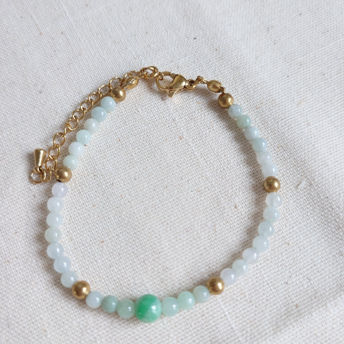 Natural Jade & 18K Gold Accent Bracelet