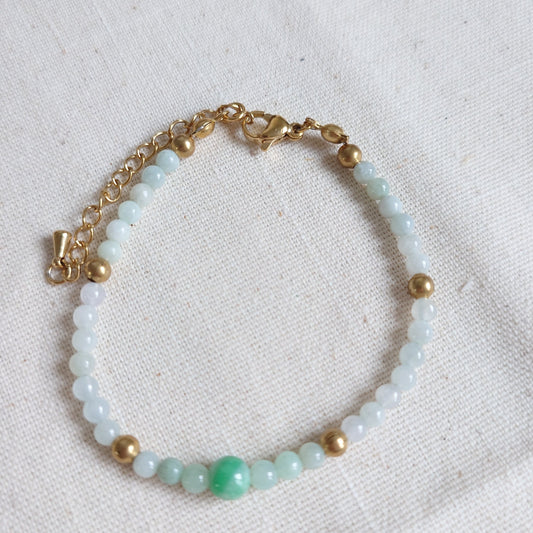 Natural Jade & 18K Gold Accent Bracelet