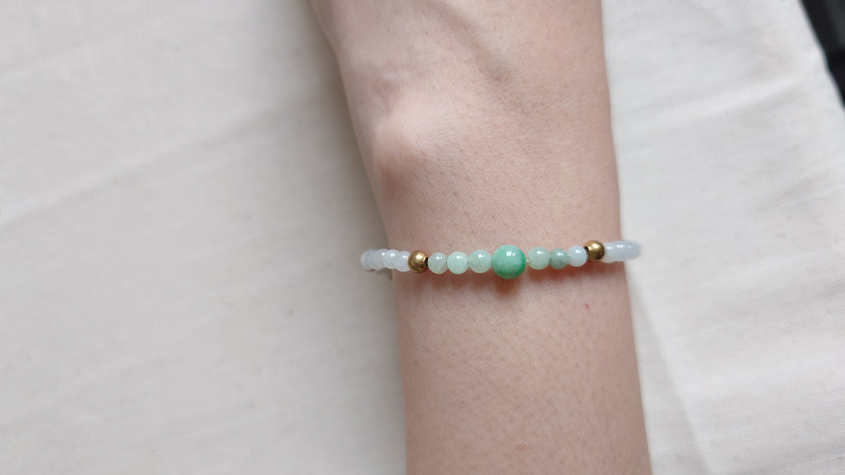 Natural Jade & 18K Gold Accent Bracelet