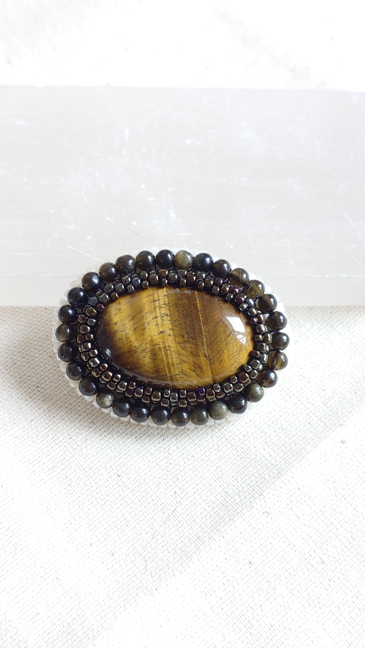 Tiger Eye and Obsidian Convertible Pendant-Brooch