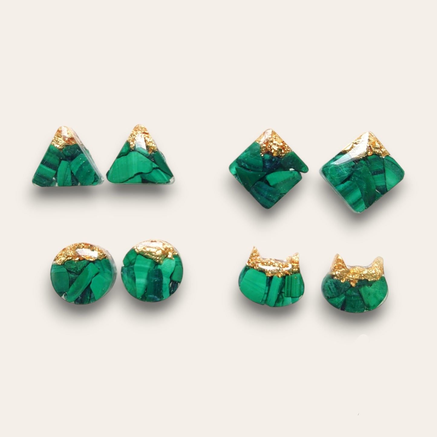 Hypo-allergenic Everyday Wear Malachite Studs