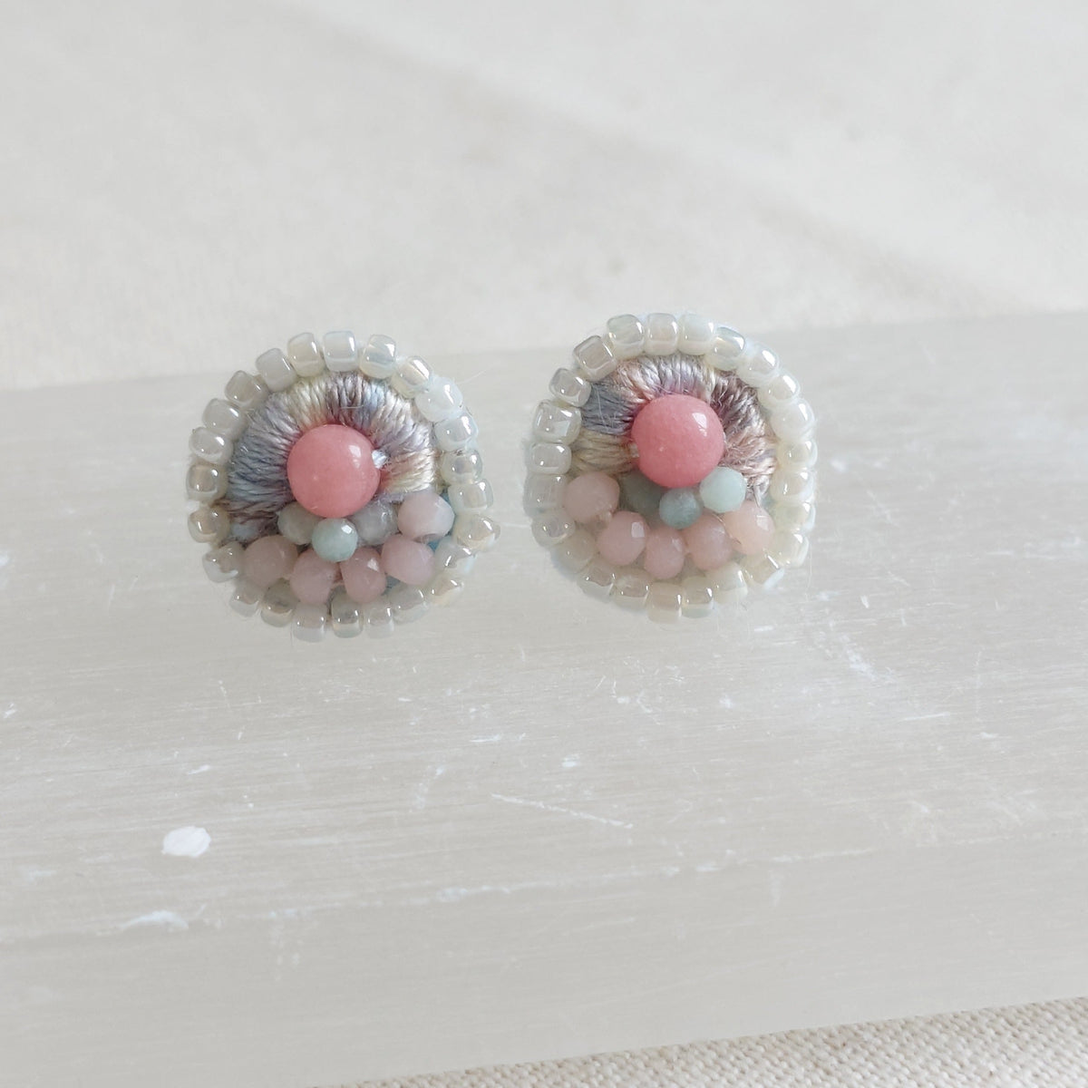 Handmade Rhodochrosite & Pink Opal Studs