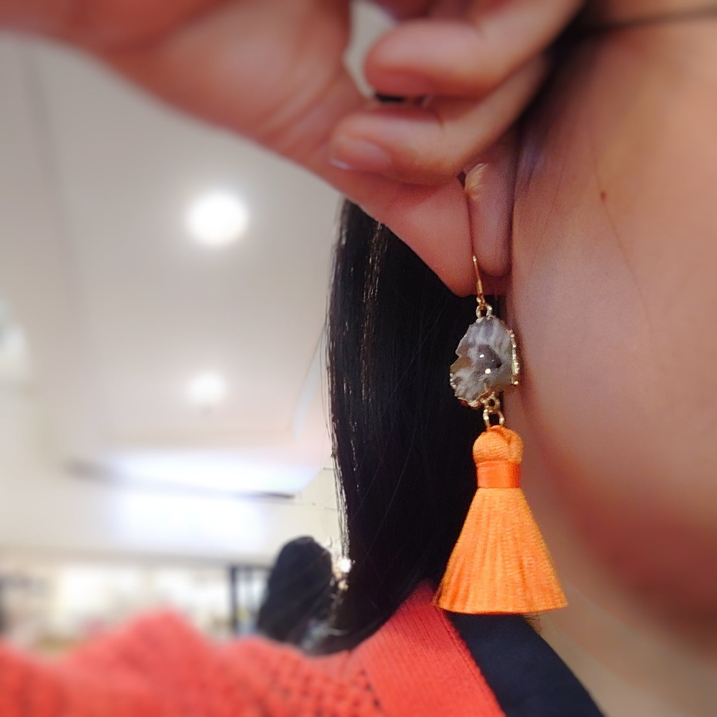 I Am Protected And Bold: Statement Agate Tassel Dangle