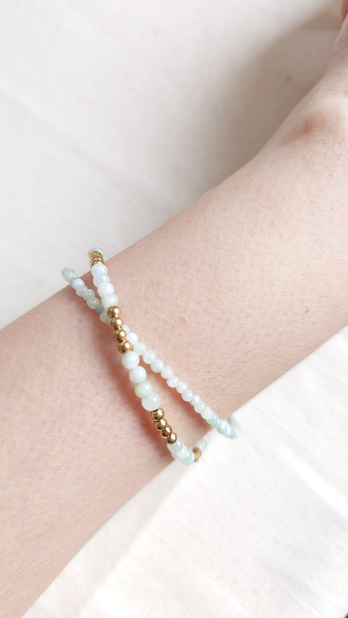 Layered Jade & 18K Gold Plated Accent Bracelet