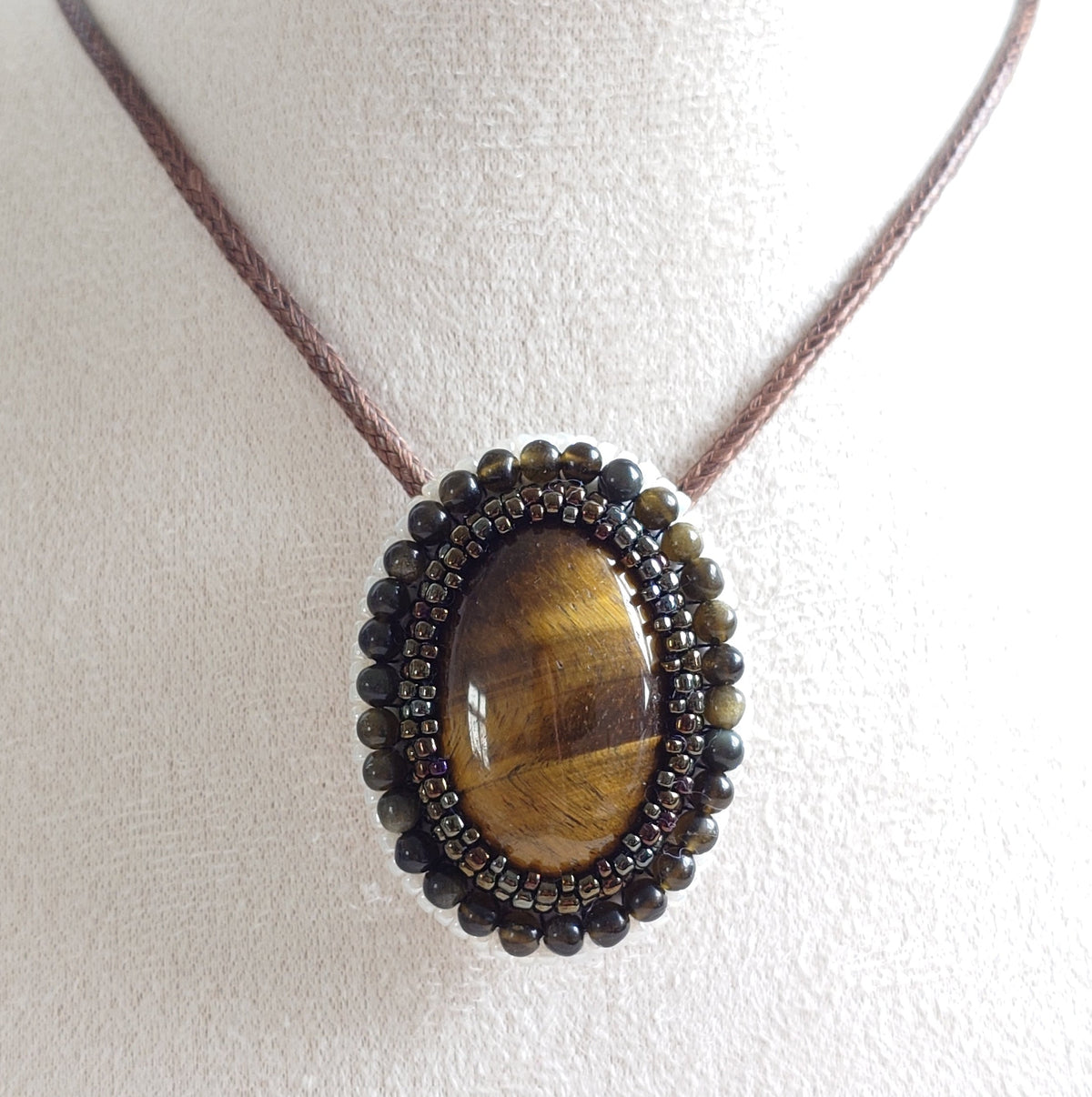 Tiger Eye and Obsidian Convertible Pendant-Brooch