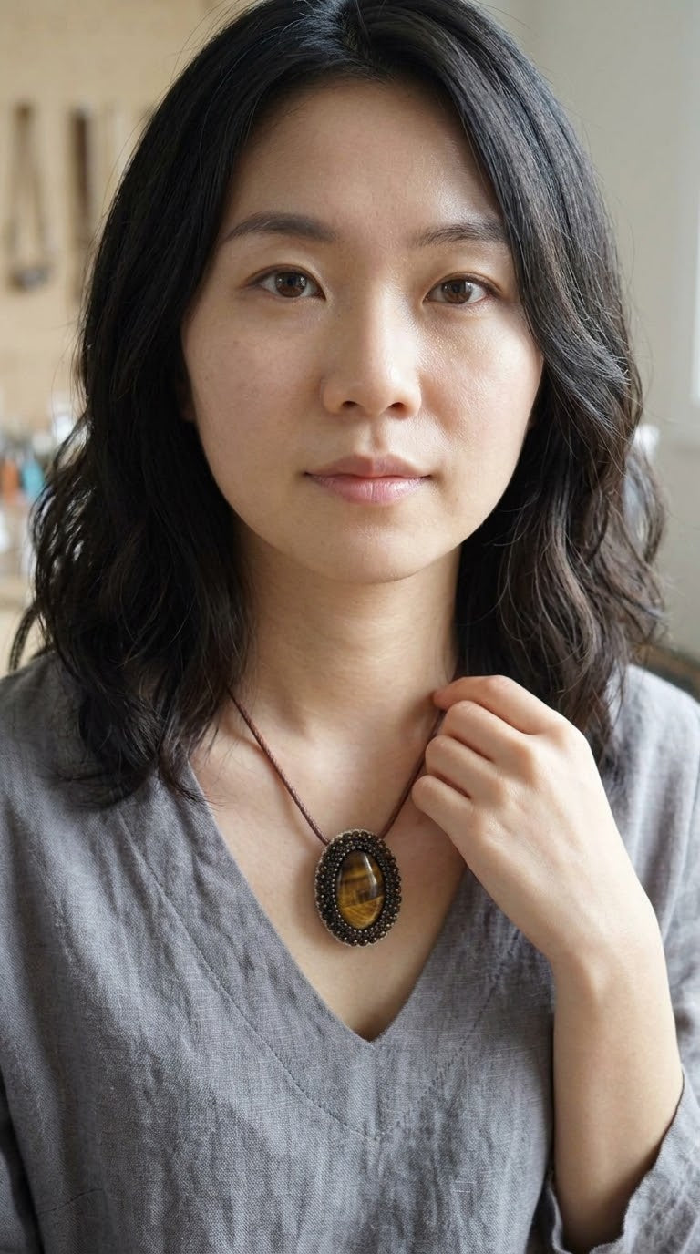 Tiger Eye and Obsidian Convertible Pendant-Brooch