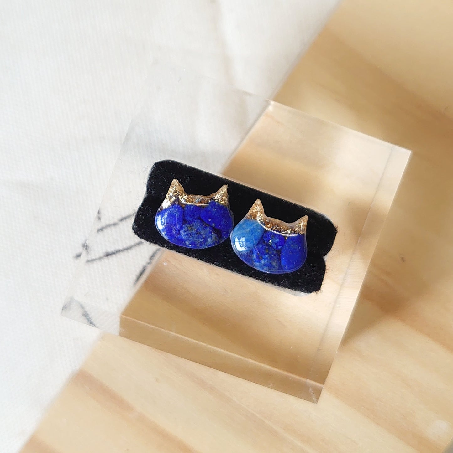 Lapis Lazuli Cat Mini Studs